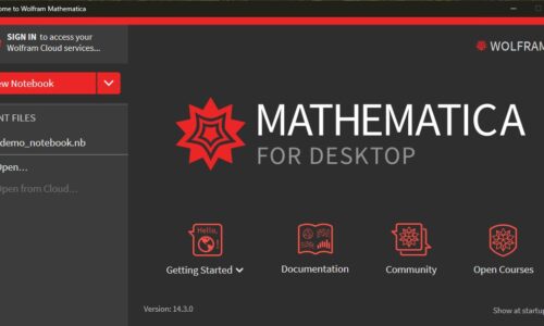 Wolfram Mathematica start screen for desktop version