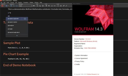 Alt Text: Wolfram Mathematica 14.3 about screen with version information